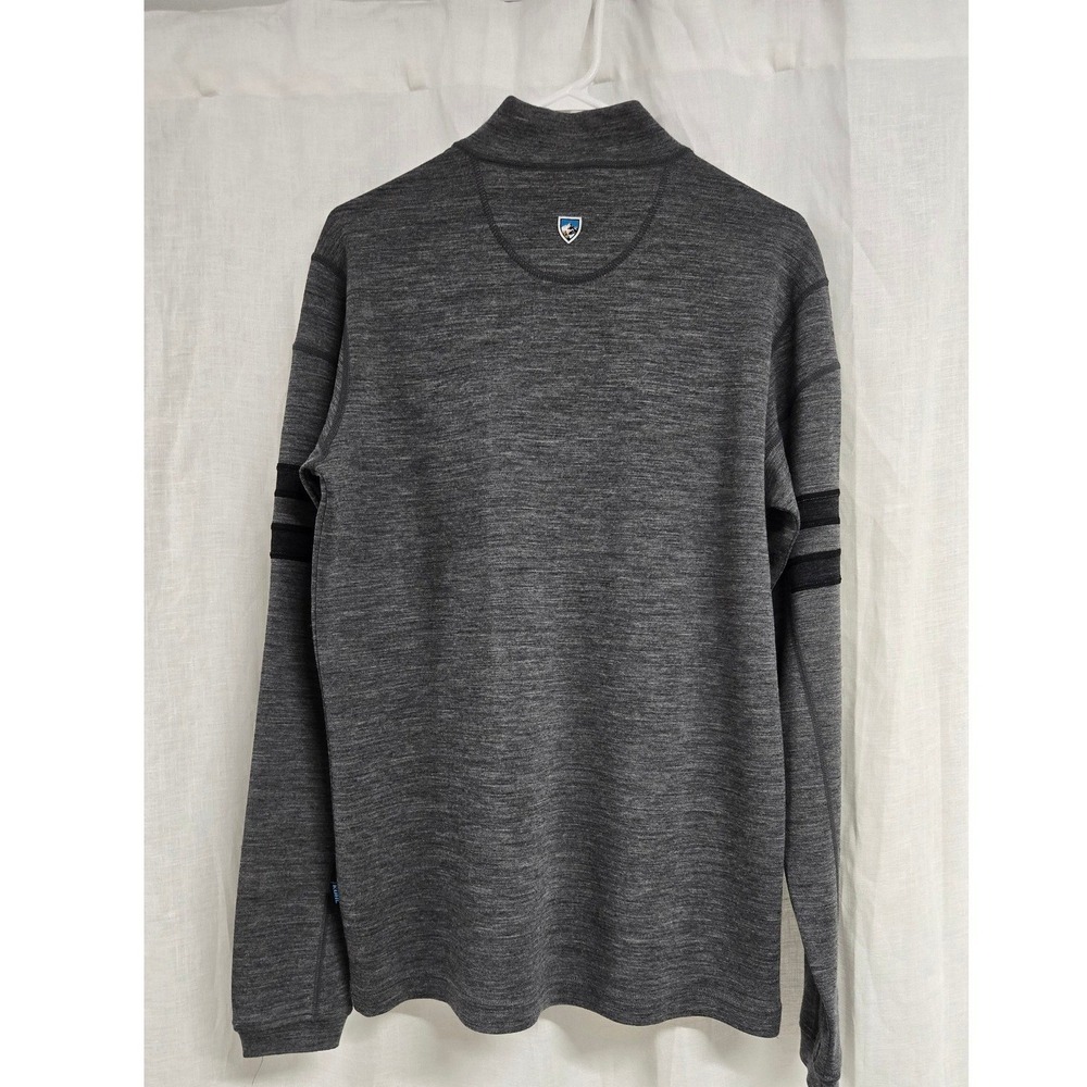 Kuhl Revel 1/4 Zip Sweater 100% Merino Wool Thumbholes Pullover Gray Men's M EUC - Picture 2 of 13